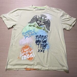 BKYS Y2K Graffiti Graphic Tee XL | Streetwear Tattoo Art Quote Shirt